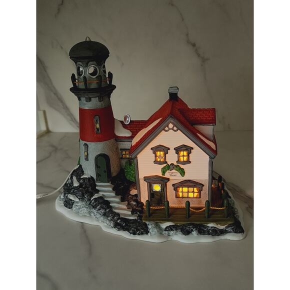 Department 56 Pigeonhead Lighthouse New England Village 1994 Lighted House Box - Picture 2 of 16